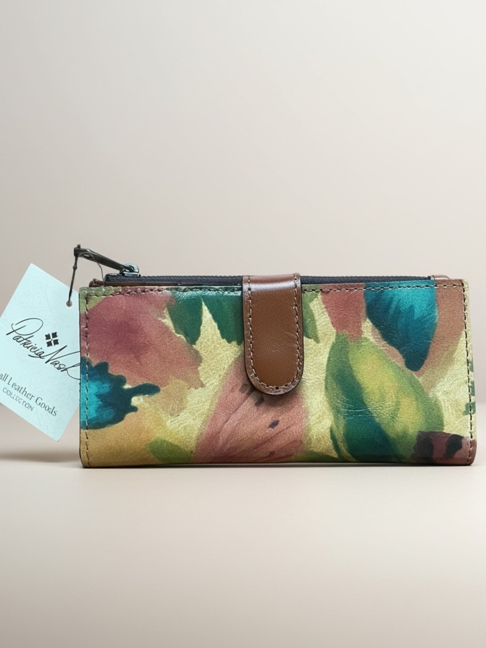 NWT Patricia Nash Nazari Floral Leather Wallet Watercolor Butterfly New